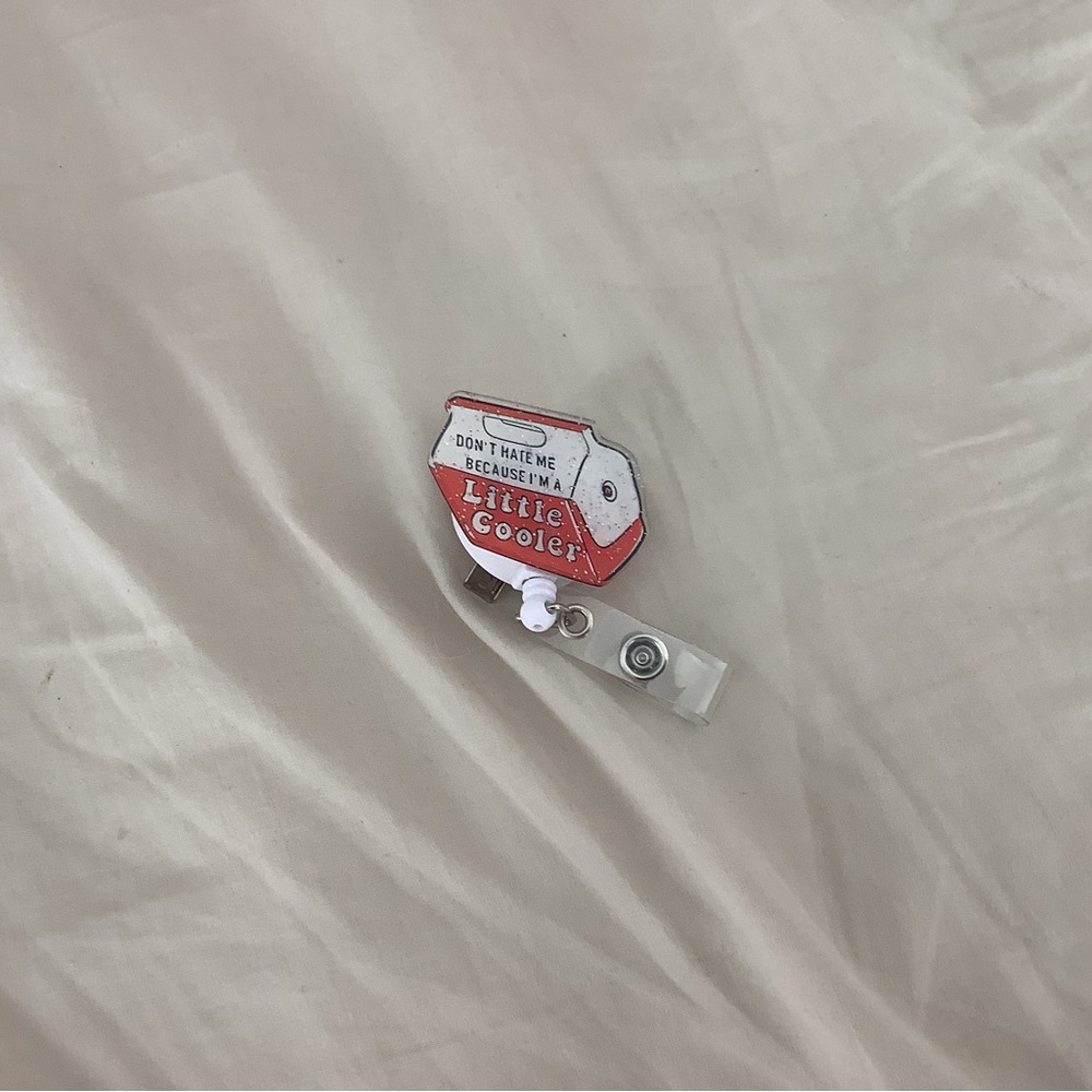 Don’t Hate Me Little Cooler Badge Reel - Red & White